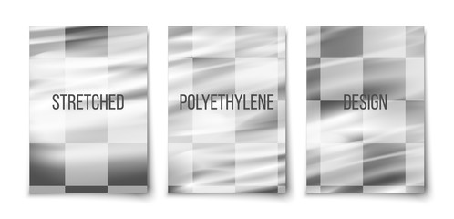 realistic stretched polyethilene plastic film on transparent cover design. vector illustration for booklet, leaflet, presentation  template mock up