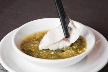 Boiled Fish In Dipping Sauce
