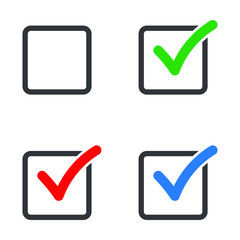 Checkbox set with blank and checked checkbox vector icon. Verify icon.