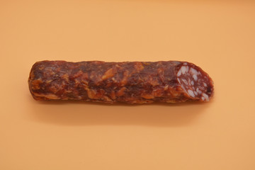 salami sausage isolated on white background