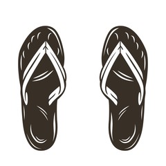 Silhouette of a pair of beach summer slippers