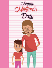 happy mothers day card with mother and daughter
