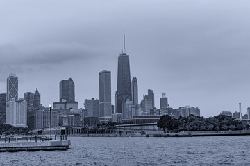 Skyline of Chicago from lake Michigan