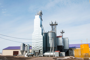 Obraz premium Elevator, grain storage. Metal agricultural building.