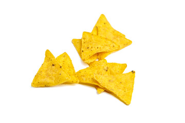 nachos, corn chips, isolated on white background