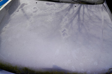 used paint faded grunge on front bonnet of an old car