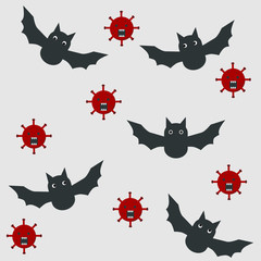 bat and coronavirus vector illustration