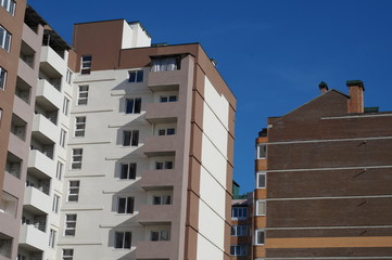 Facade of a multi-storey building. Fragment