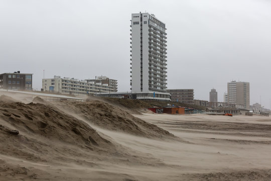 beach of Zandvoort, Netherlands, on a stormy day