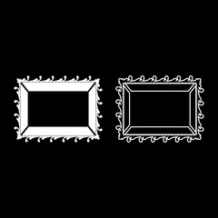 Picture frame icon outline set white color vector illustration flat style image