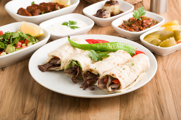 wrap doner salad with meat and vegetables