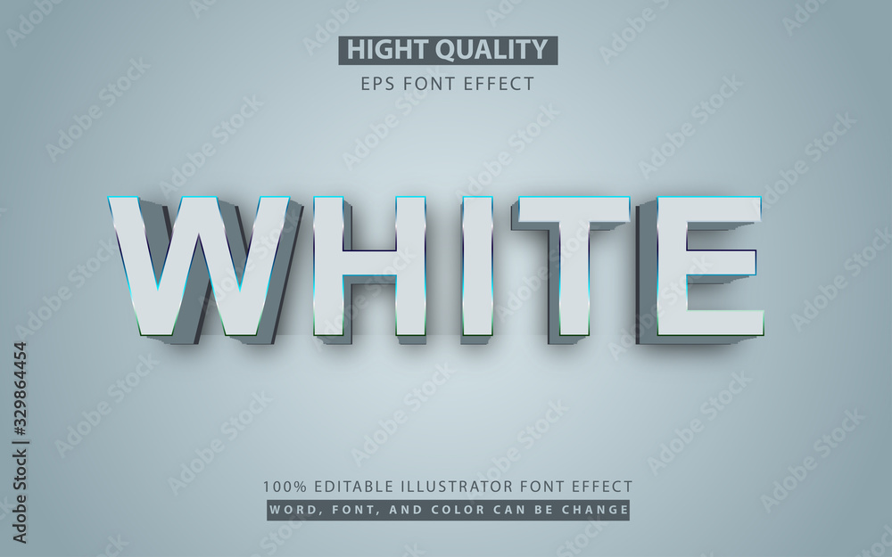 Poster 3d white and silver text effect style with regular bold. editable color and font can use element hea