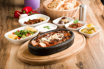 traditional chicken meal  with garnitures