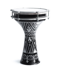 Exotic black drum with ethnic white ornament painted on body