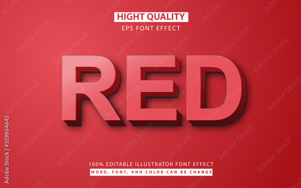 Poster 3d red text effect style with regular bold. editable color and font can use element headline web, po
