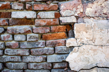 Background of grunge dirty old brick stone wall