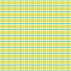 Wicker style seamless vector pattern background. Woven plaid grid green geometric backdrop. Thin white and blue criss cross stripes design. Abstract repeat weave check all over print.