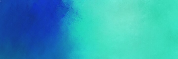 strong blue and medium turquoise color background with space for text or image. vintage texture, distressed old textured painted design. can be used as horizontal background texture