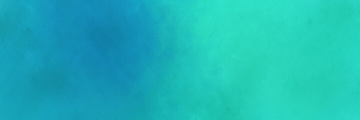 vintage abstract painted background with light sea green and dark cyan colors and space for text or image. can be used as horizontal background texture