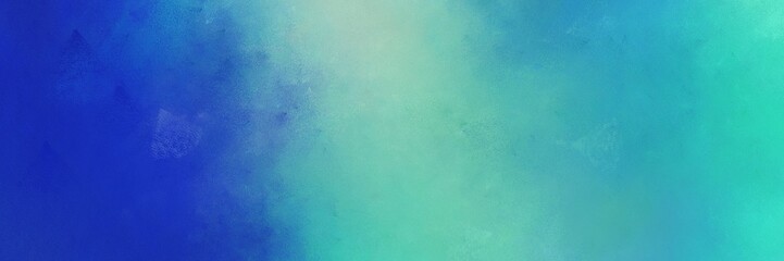 abstract painting background graphic with medium turquoise and strong blue colors and space for text or image. can be used as horizontal background graphic