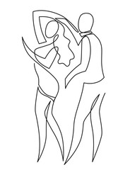 Sexy Salsa couple dancing continuous one line drawing. Latin ballroom dance sign