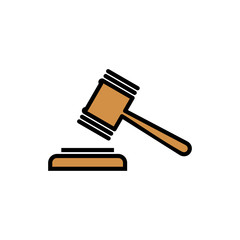 Gavel icon isolated on white background. Hammer icon vector. Judge Gavel Auction Icon Vector. Bid