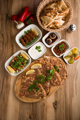 turkish lahmacun with garnitures