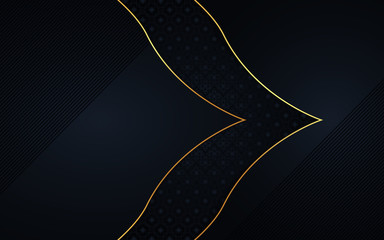 Elegant dark blue navy paper shape background a combination with golden line decoration. Luxury premium concept vector design can use element certificate, voucher, gift card, invitation, business card