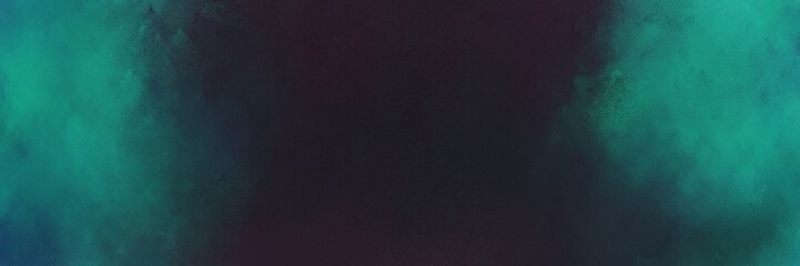 very dark blue, dark cyan and teal green color background with space for text or image. vintage texture, distressed old textured painted design. can be used as horizontal background texture