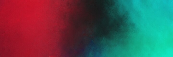 Obraz premium firebrick and light sea green color background with space for text or image. vintage texture, distressed old textured painted design. can be used as horizontal header or banner orientation