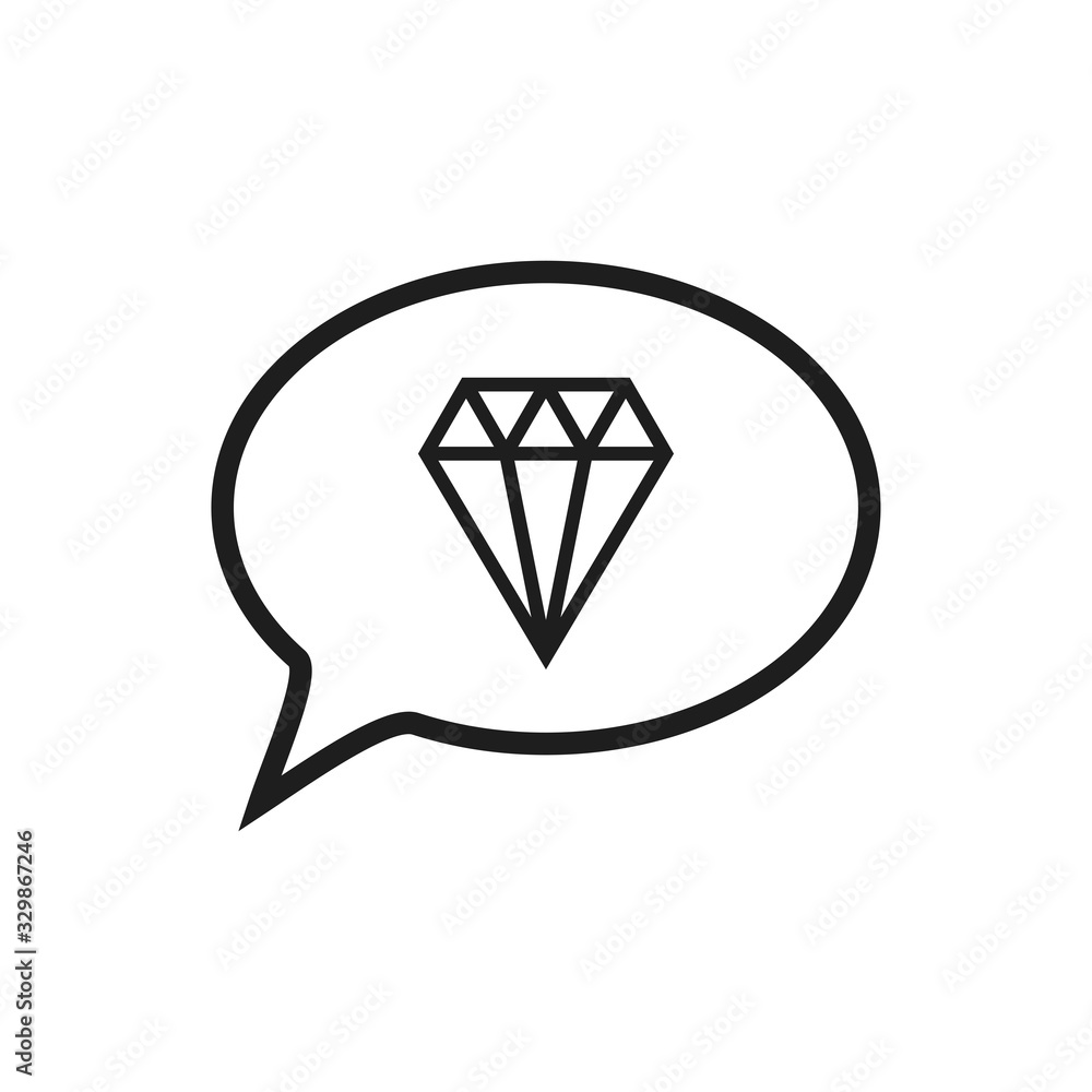 Poster diamond icon conception with bubble speech icon