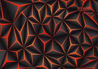 Abstract black polygon orange light futuirstic technology design background vector illustration.