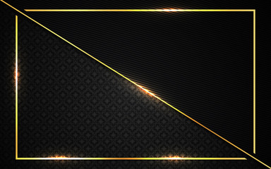 Elegant dark paper shape background a combination with golden line decoration. Luxury premium concept vector design can use element certificate, voucher, gift card, invitation, business card