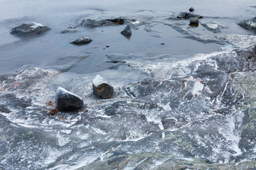 Winter lake shore nature landscape