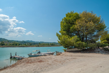 Halkidiki, Greece - September 05,2019: Port Glarokavos near Pefkochori, Halkidiki, Greece. Marina on the Greek peninsula of Halkidiki.