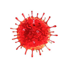 hand drawn watercolor virus illustration: coronavirus 2019-nCoV. Red ball with spiky processes, isolated