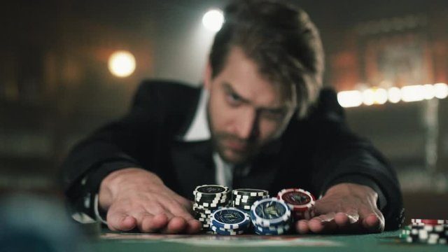 Poker player in bar goes all in