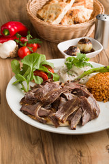 donner kebap on wooden table