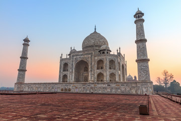 Fototapeta na wymiar Taj Mahal in India at sunset, wonderful view, no people