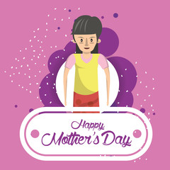 happy mothers day card with mother character