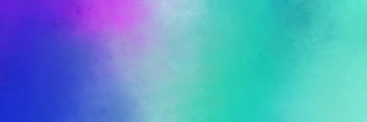 vintage abstract painted background with medium turquoise, royal blue and pastel blue colors and space for text or image. can be used as horizontal header or banner orientation