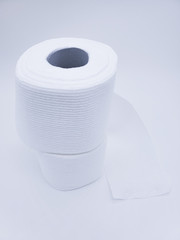  Toilet paper roles on a white background