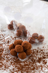 chocolate balls on white stone