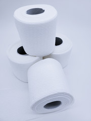  Toilet paper roles on a white background