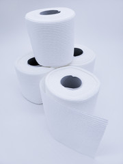  Toilet paper roles on a white background