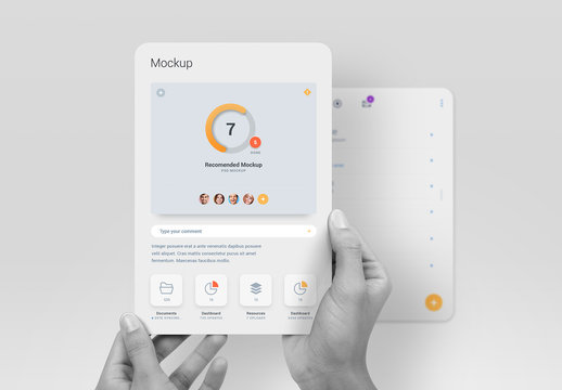 Hands Holding Tablet Presentation Showcase Mockup