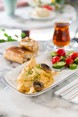 scrambled eggs with mushroom tomato and cucumber