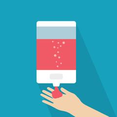 soap dispenser with hand -vector illustration