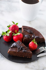 gluten-free chocolate cake with coffee