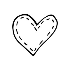 Simple doodle vector heart for valentine's day cards, posters, wrapping and design. Hand drawn heart, isolated on white backdrop. Geometric shape, symbol Valentine's Day illustration.
